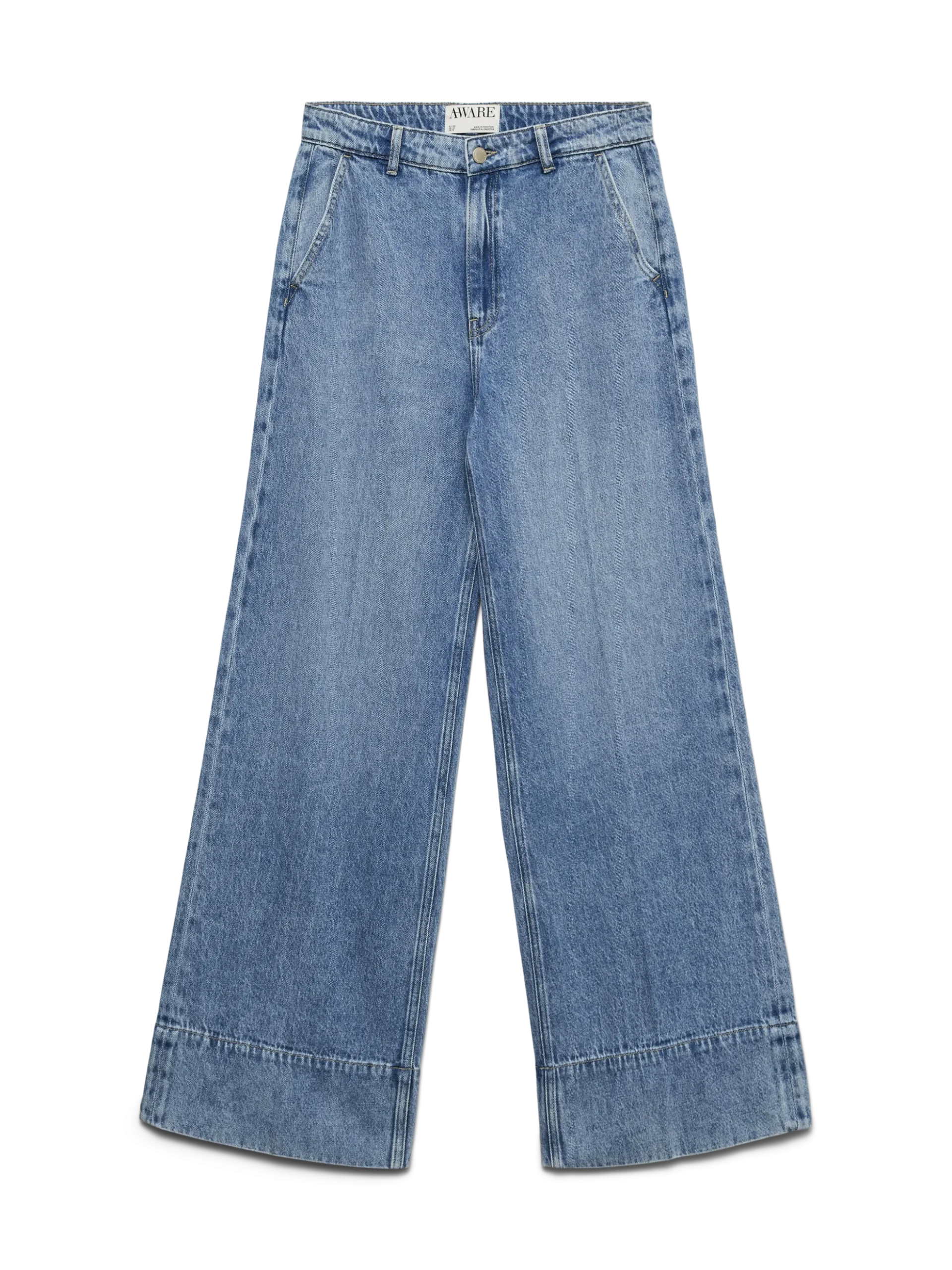 AWELANI Hohe Taille Weiter Beinschnitt Jeans