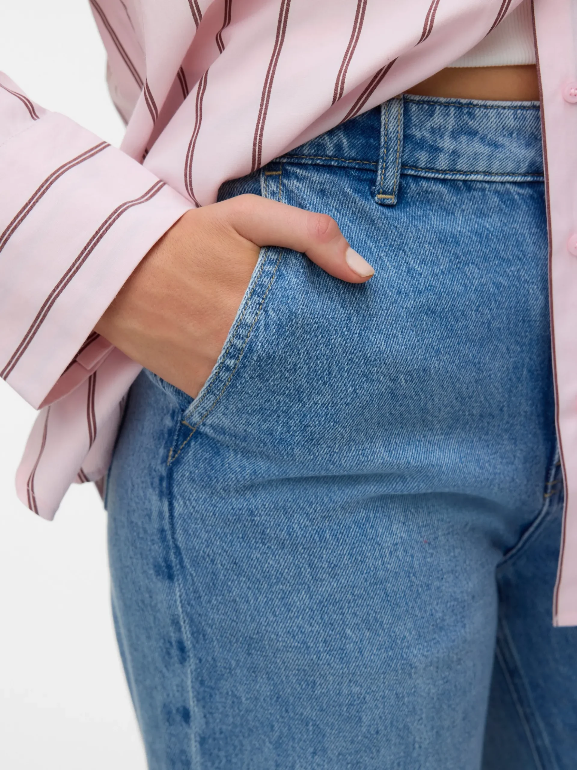 AWELANI Hohe Taille Weiter Beinschnitt Jeans