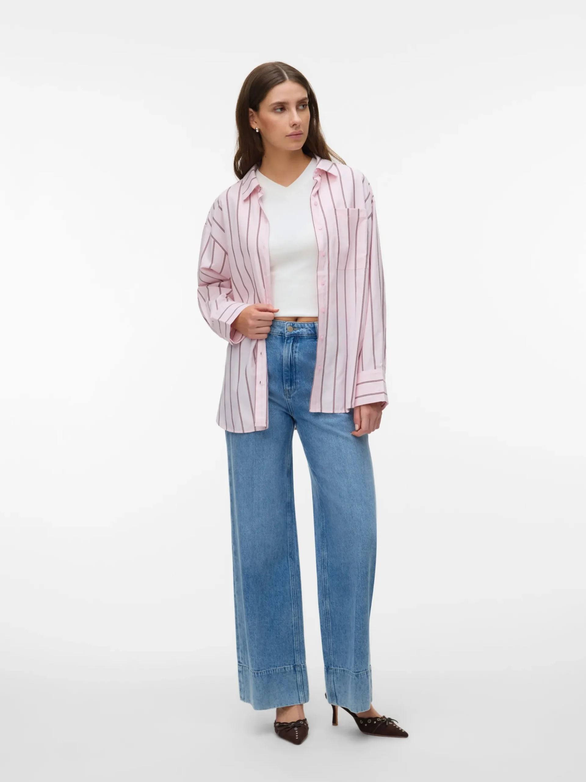 AWELANI Hohe Taille Weiter Beinschnitt Jeans
