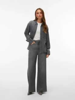 AWELINA Hohe Taille Weiter Beinschnitt Jeans