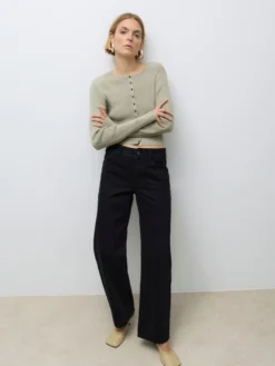AWRENA Mid Rise Weiter Beinschnitt Jeans