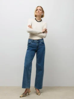 AWRENA Mid Rise Weiter Beinschnitt Jeans