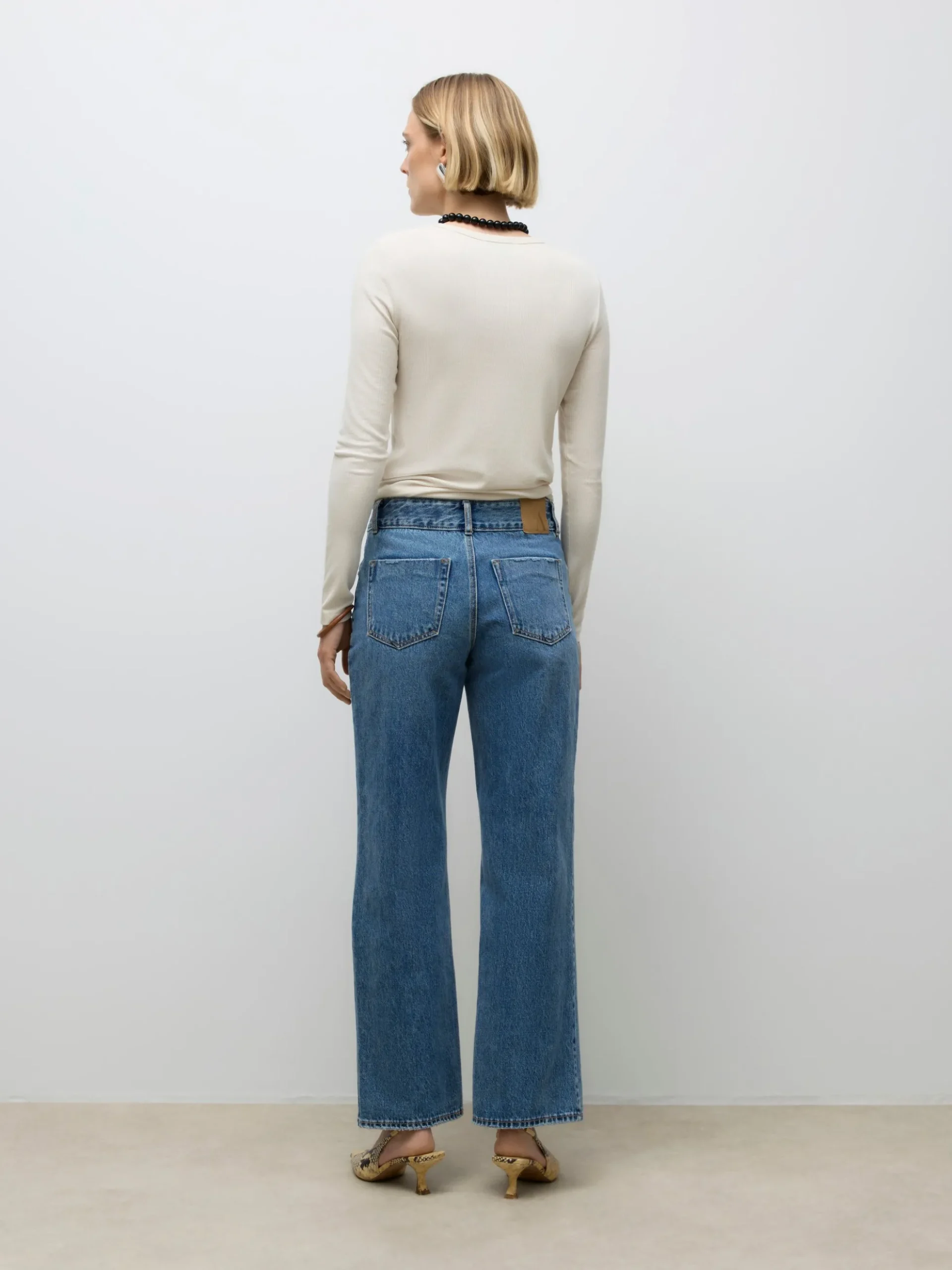 AWRENA Mid Rise Weiter Beinschnitt Jeans