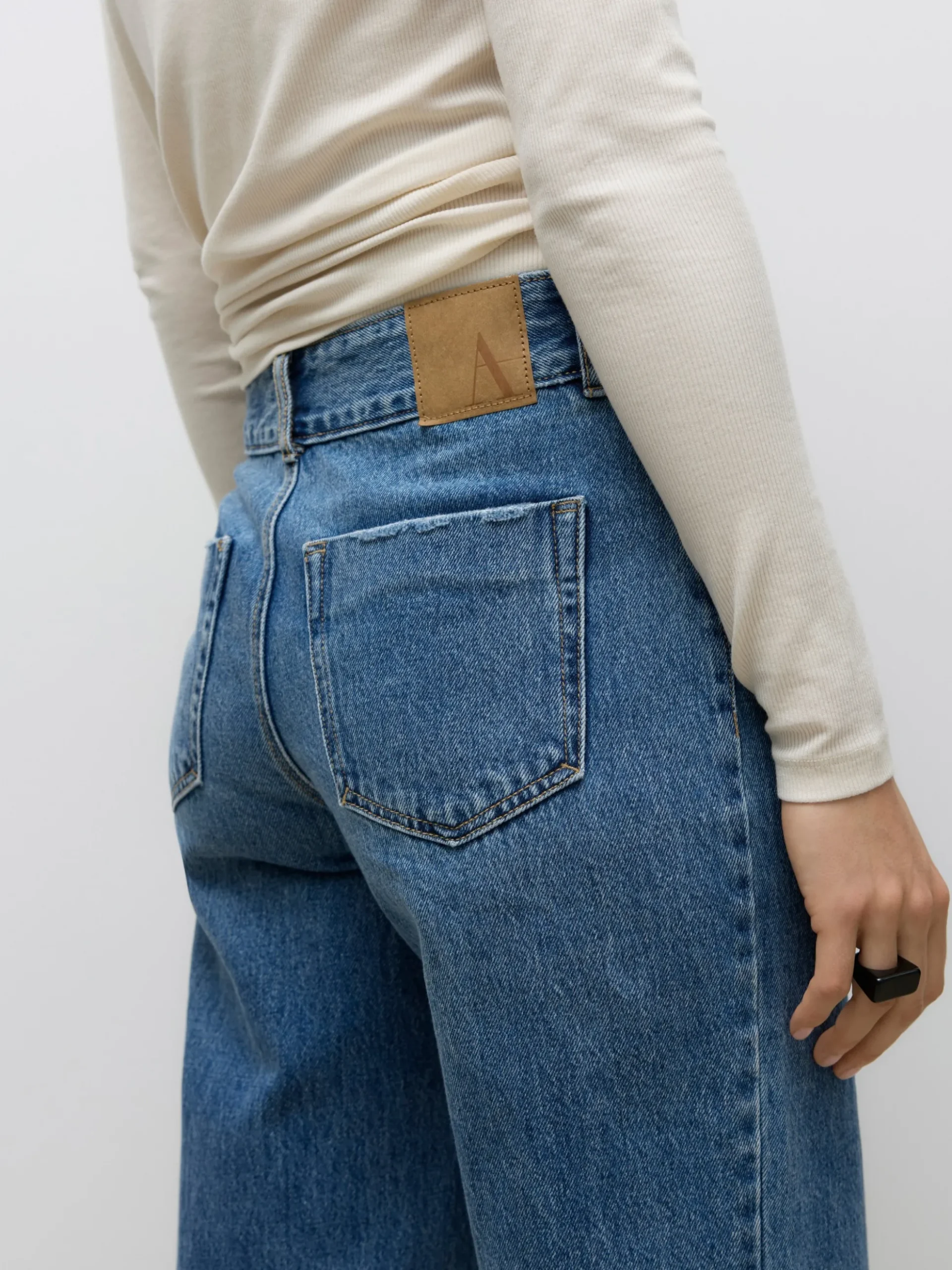 AWRENA Mid Rise Weiter Beinschnitt Jeans