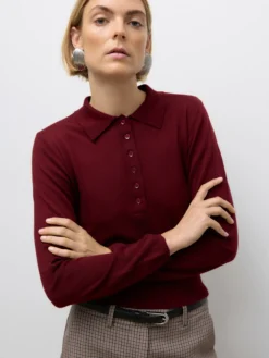 AWSIKITA Gestricktes Poloshirt
