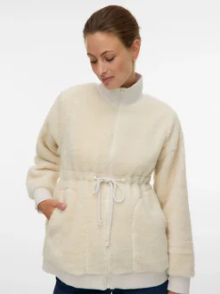 Hoch geschlossen Elastische Bündchen Verstellbare Träger Voluminöser Armschnitt Jacke