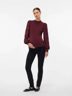Normal geschnitten Hoch geschlossen Ballonärmel Pullover