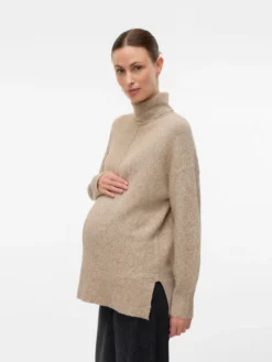 Normal geschnitten Rollkragen Pullover