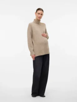 Normal geschnitten Rollkragen Pullover