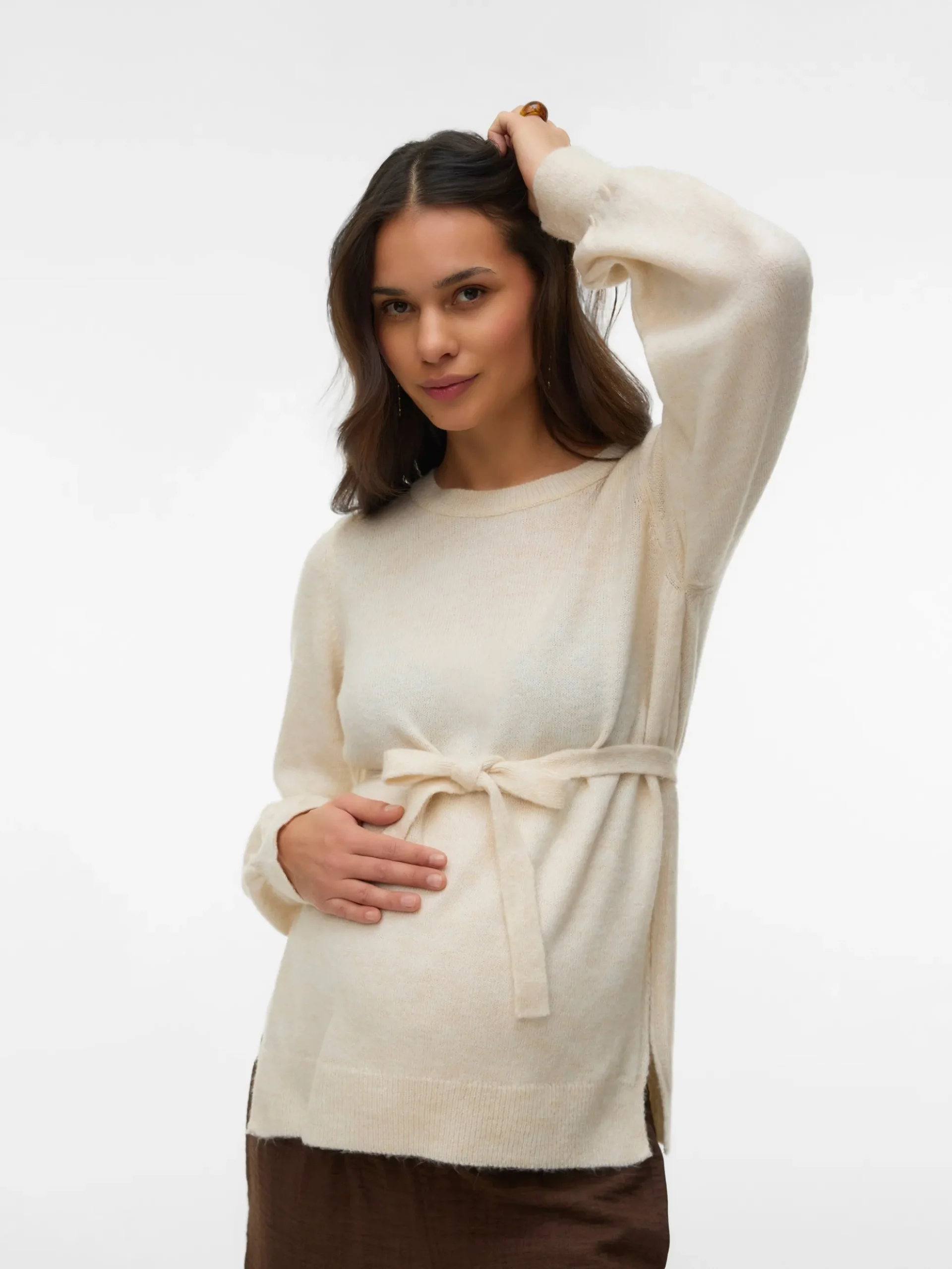Normal geschnitten Rundhals Pullover