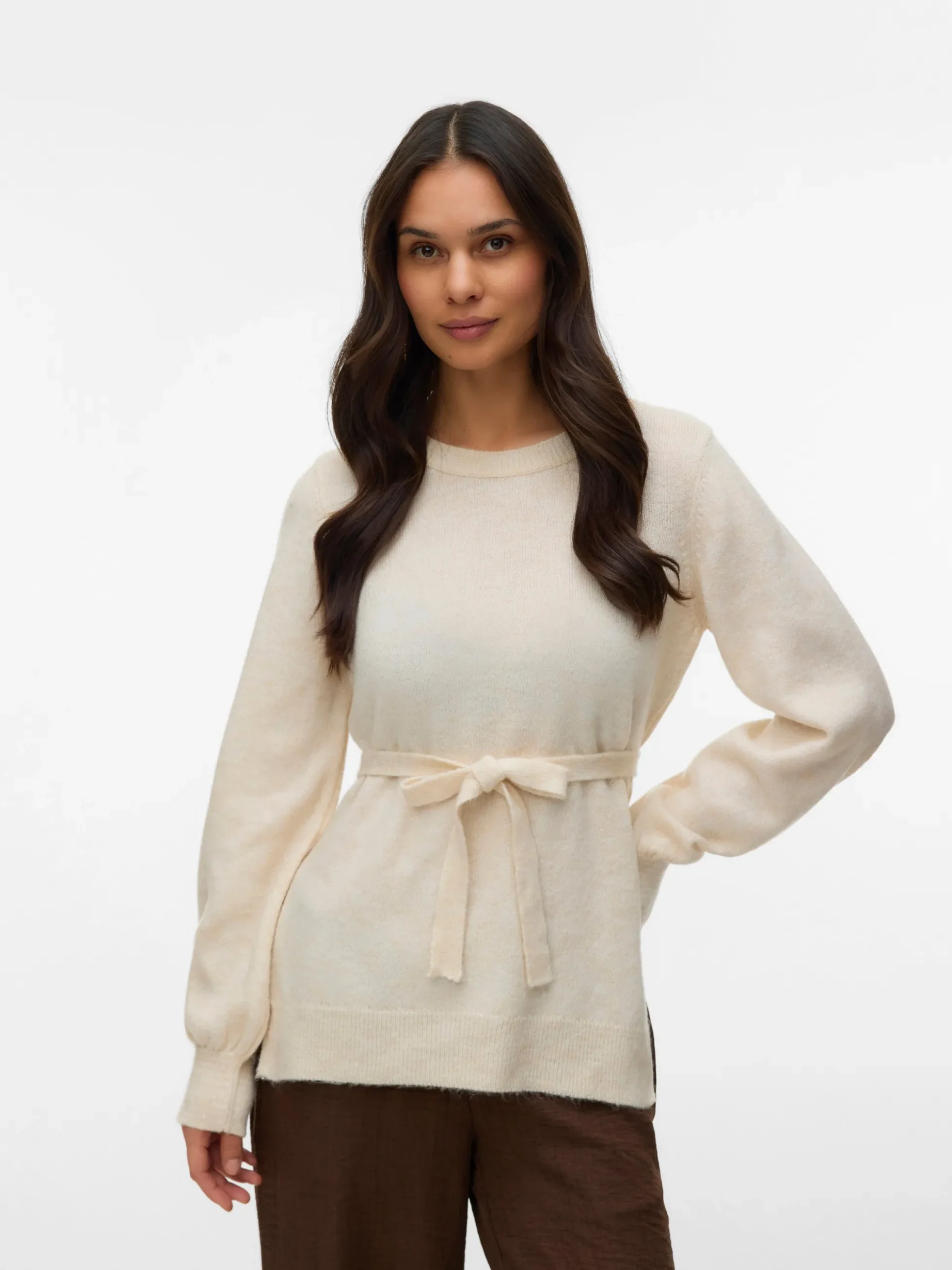 Normal geschnitten Rundhals Pullover