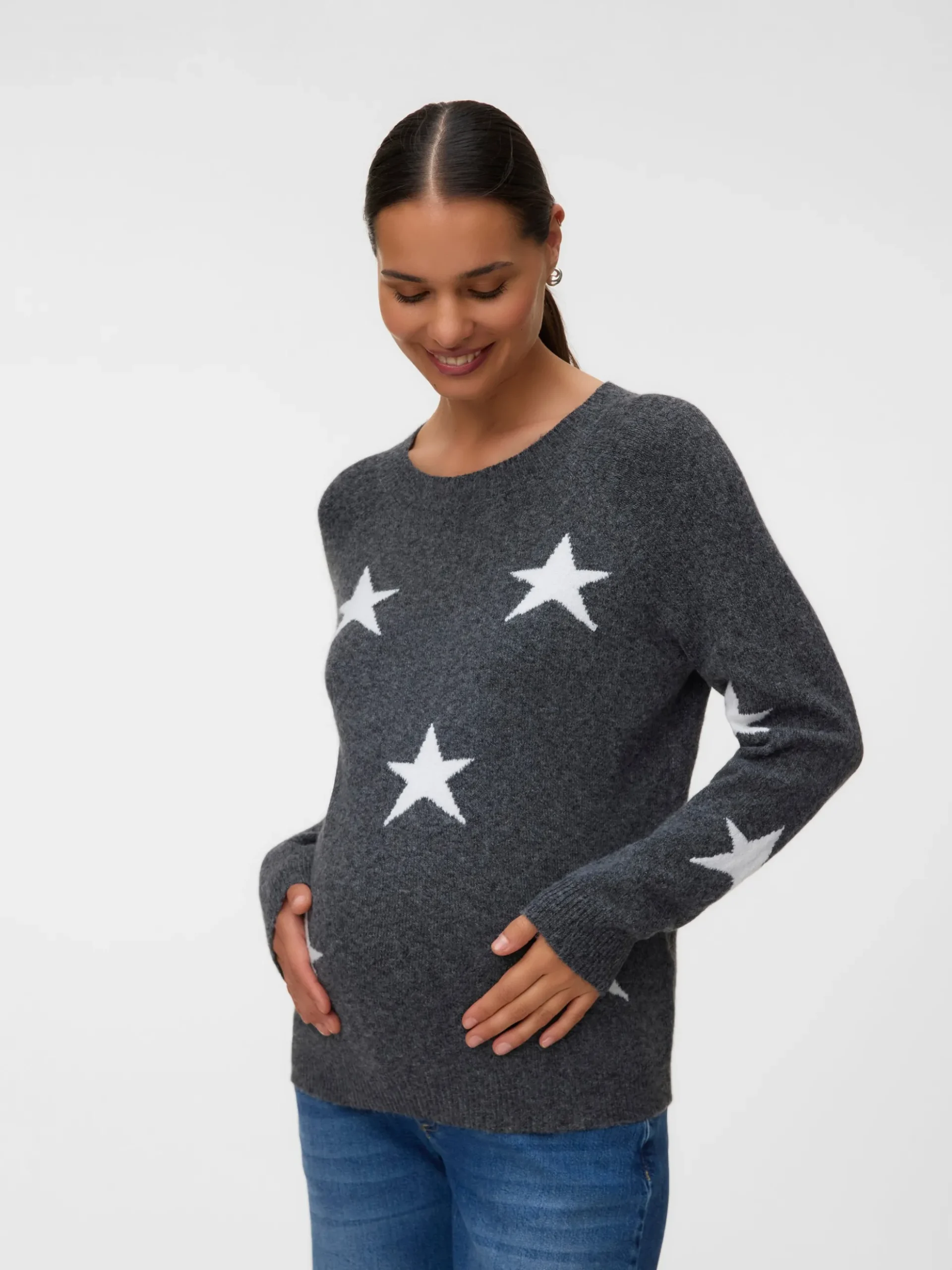 Normal geschnitten Rundhals Pullover