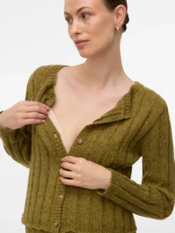 Normal geschnitten Rundhals Strickjacke
