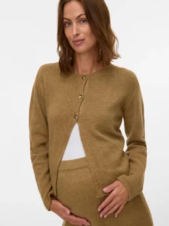 Normal geschnitten Rundhals Strickjacke