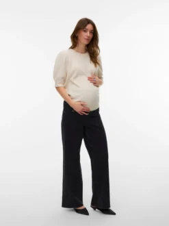 Normal geschnitten Rundhals Gerippte Ärmelbündchen Pullover