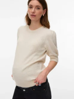 Normal geschnitten Rundhals Gerippte Ärmelbündchen Pullover