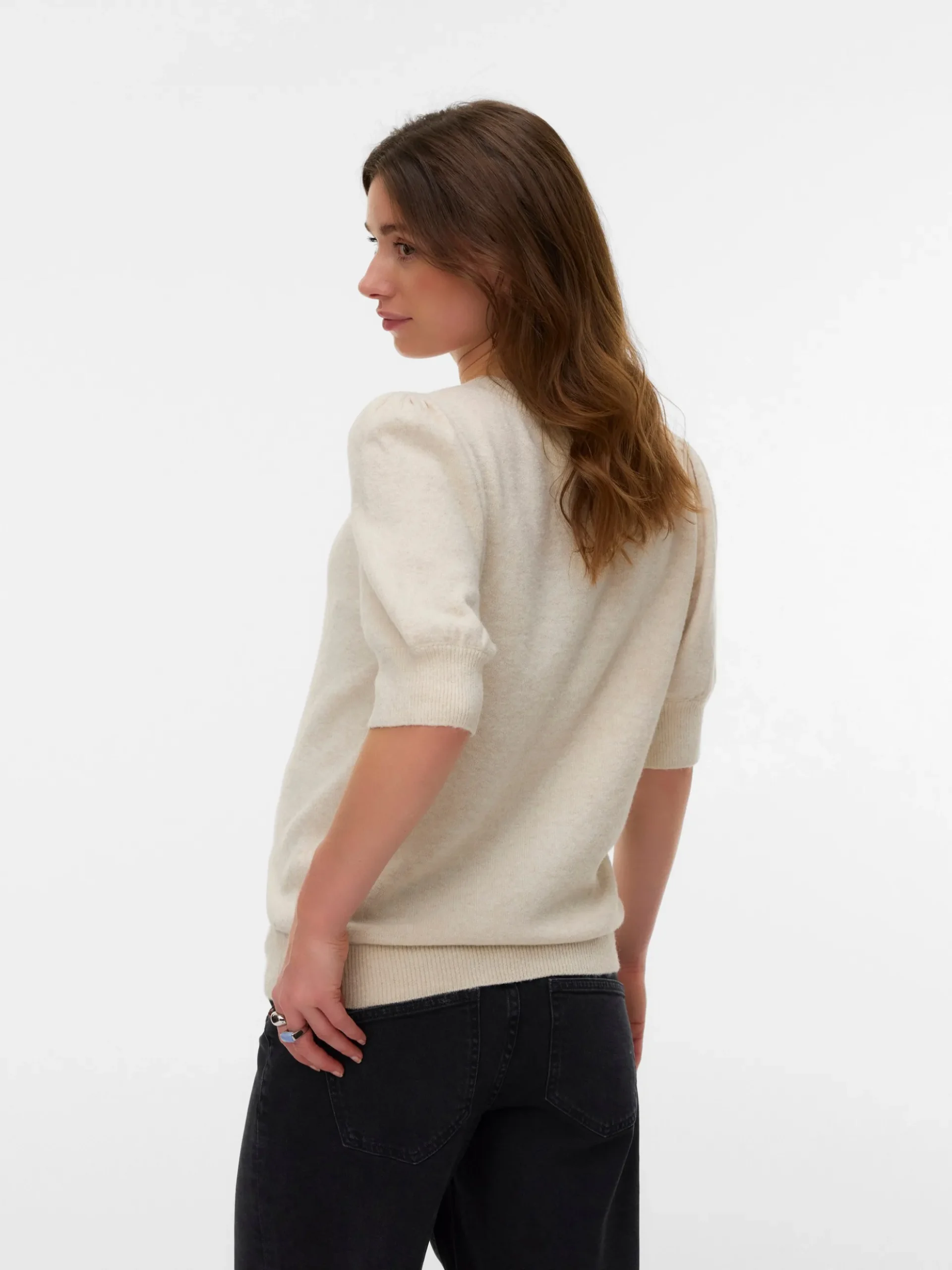 Normal geschnitten Rundhals Gerippte Ärmelbündchen Pullover