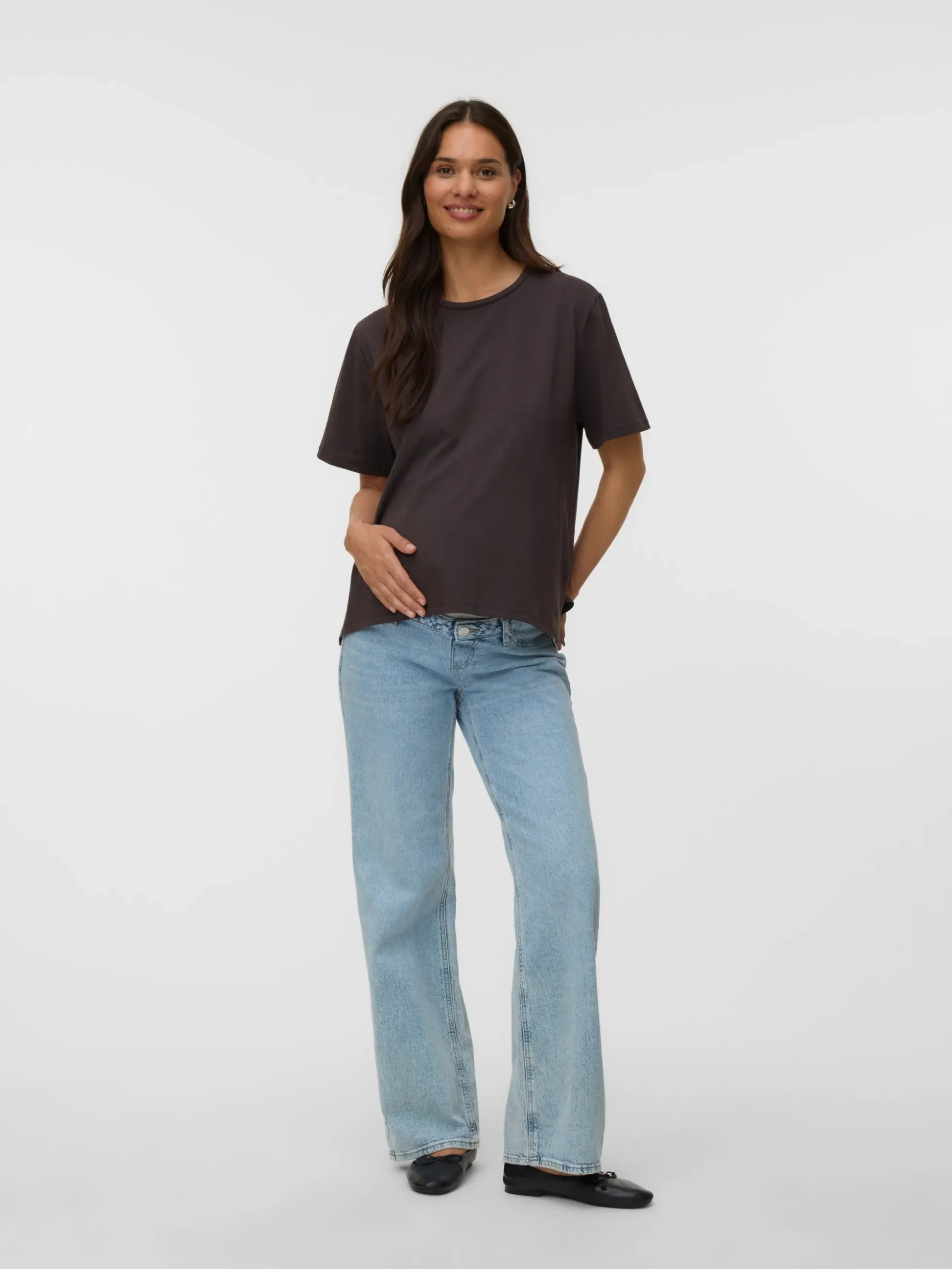 Normal geschnitten Rundhals Top