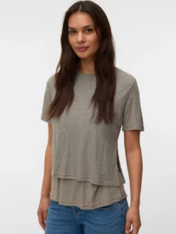 Normal geschnitten Rundhals Top