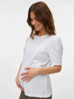 Normal geschnitten Rundhals Ballonärmel T-Shirt