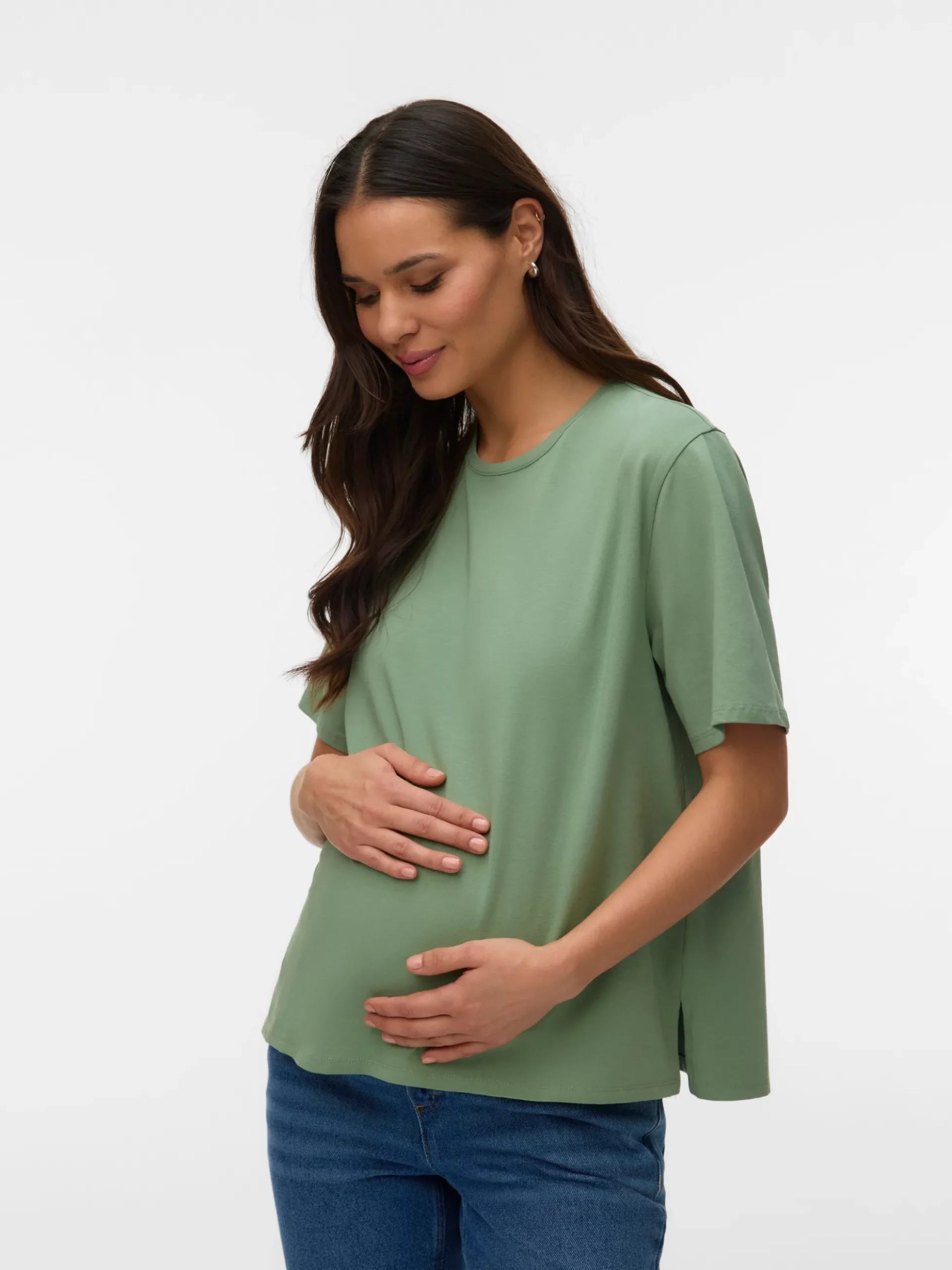 Normal geschnitten Rundhals Top