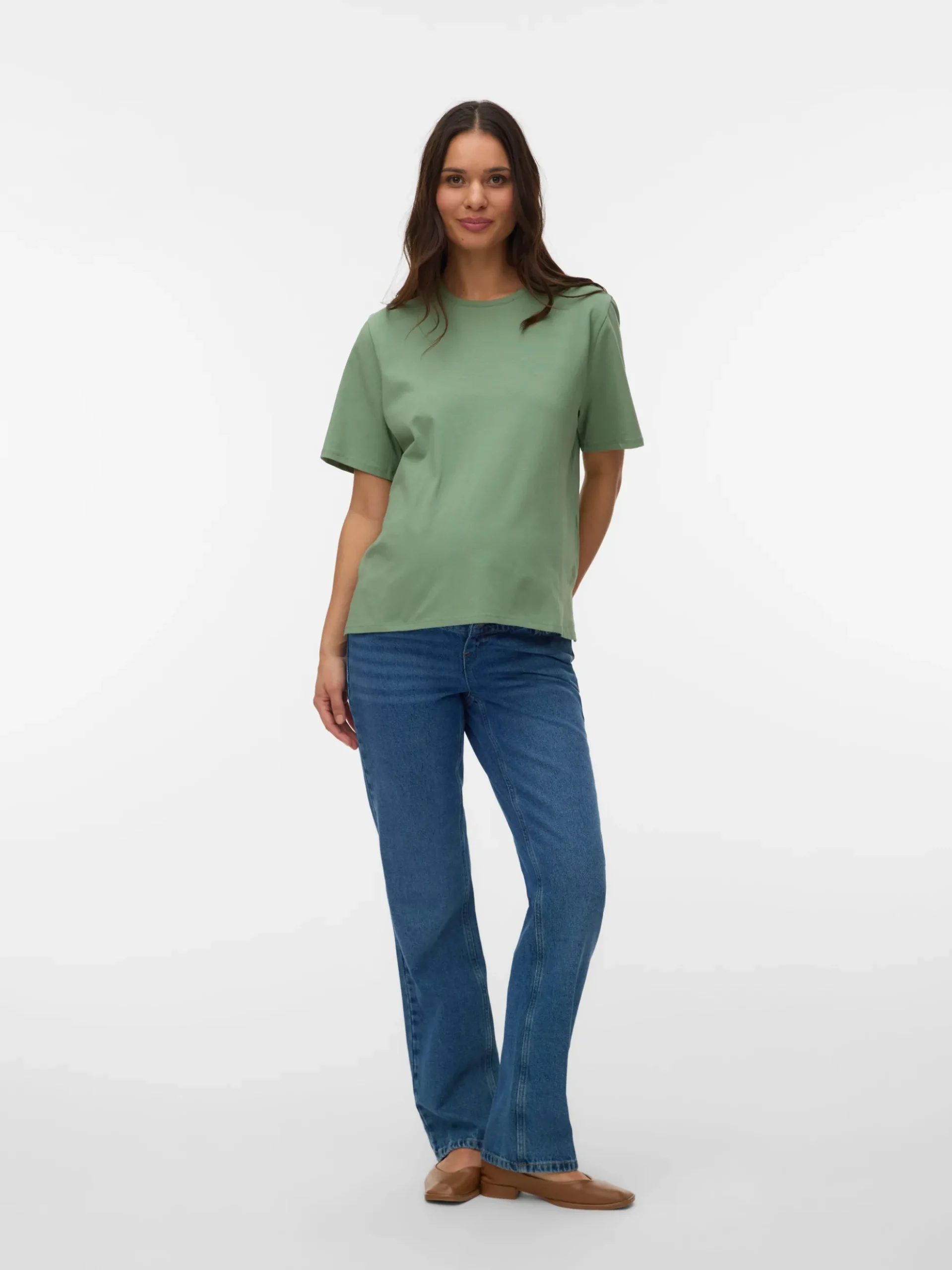 Normal geschnitten Rundhals Top