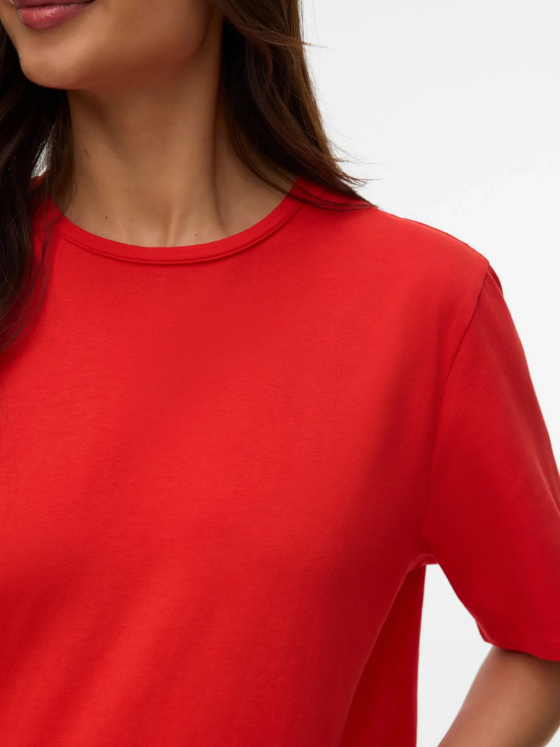 Normal geschnitten Rundhals Top