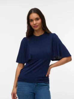 Normal geschnitten Rundhals Top