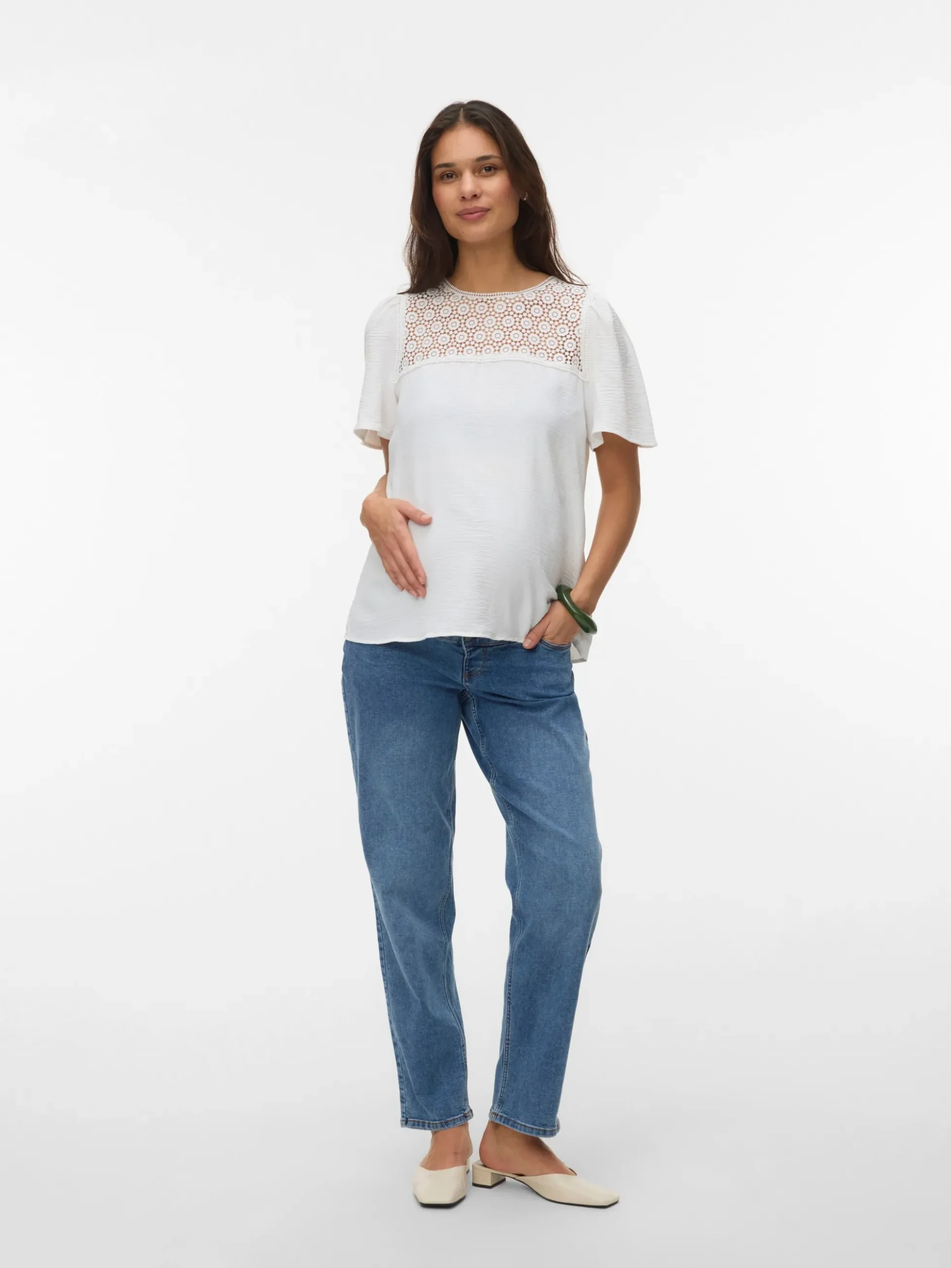 Normal geschnitten Rundhals Top