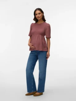 Normal geschnitten Rundhals Top