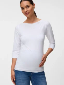 Normal geschnitten U-Boot Ausschnitt T-Shirt