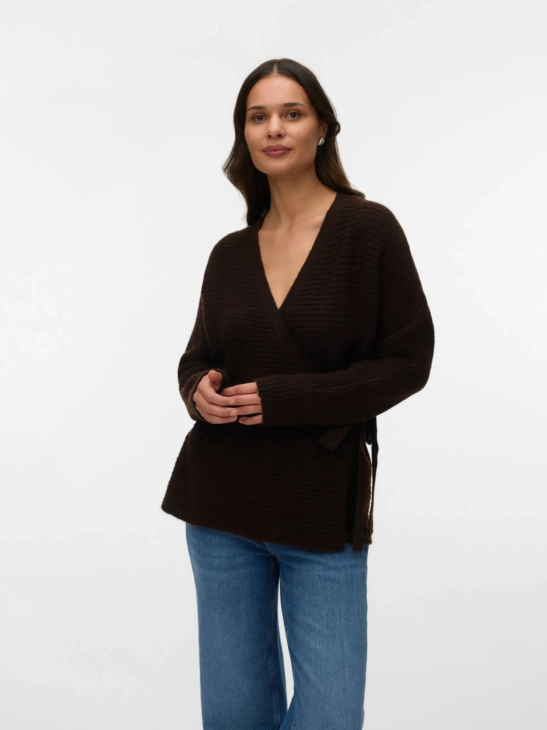 Normal geschnitten V-Ausschnitt Pullover
