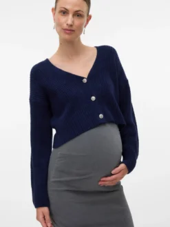 Normal geschnitten V-Ausschnitt Strickjacke