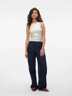 SNRANCY Mittlere Taille Weiter Beinschnitt Jeans