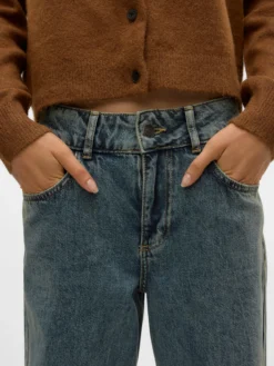 SNRANCY Mittlere Taille Weiter Beinschnitt Jeans