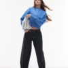 Topshop knitted compact fitted waist cardi