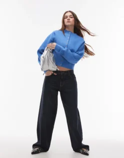 Topshop knitted compact fitted waist cardi