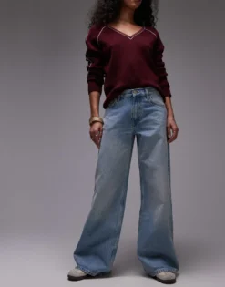 TOPSHOP Mittlere Taille Weiter Beinschnitt Jeans