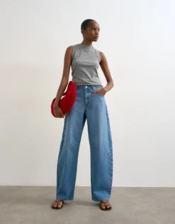 TSALMA Hohe Taille Barrel Fit Jeans