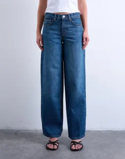 TSCINCH Niedrige Taille Weiter Beinschnitt Jeans