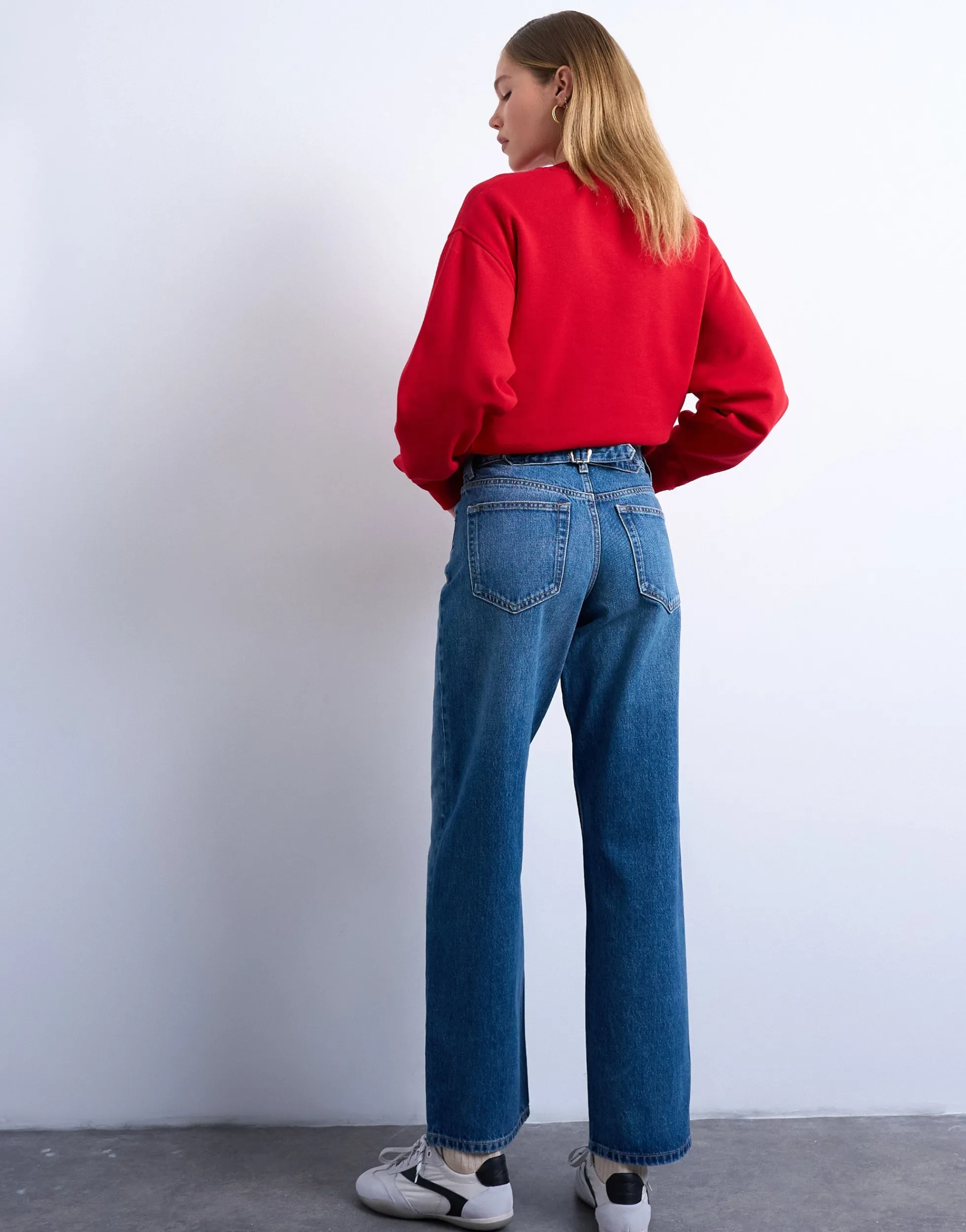 TSCINCH Niedrige Taille Weiter Beinschnitt Jeans