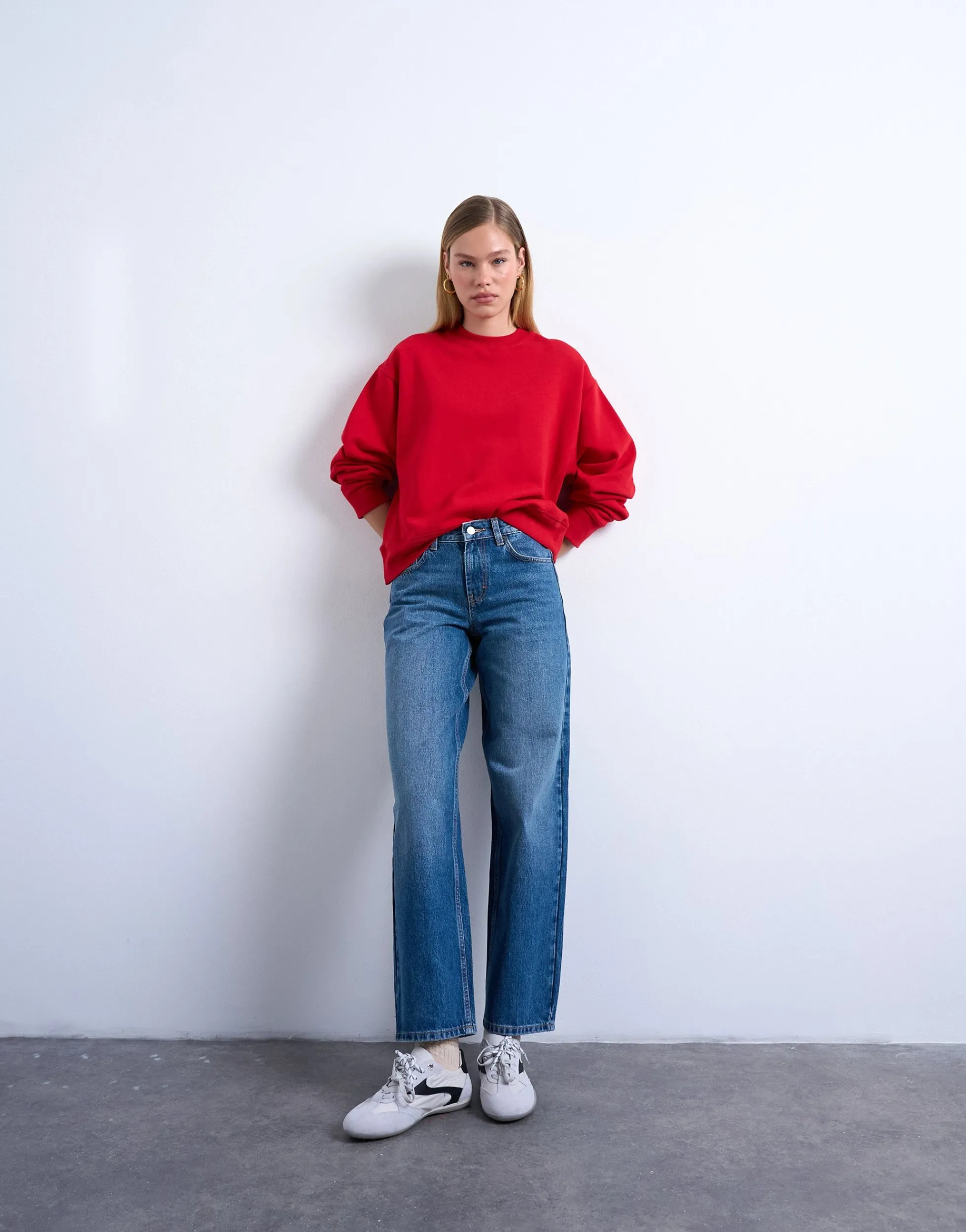 TSCINCH Niedrige Taille Weiter Beinschnitt Jeans