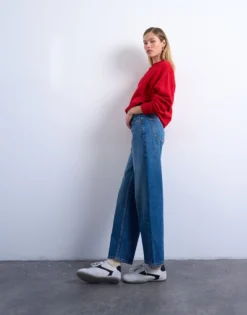 TSCINCH Niedrige Taille Weiter Beinschnitt Jeans