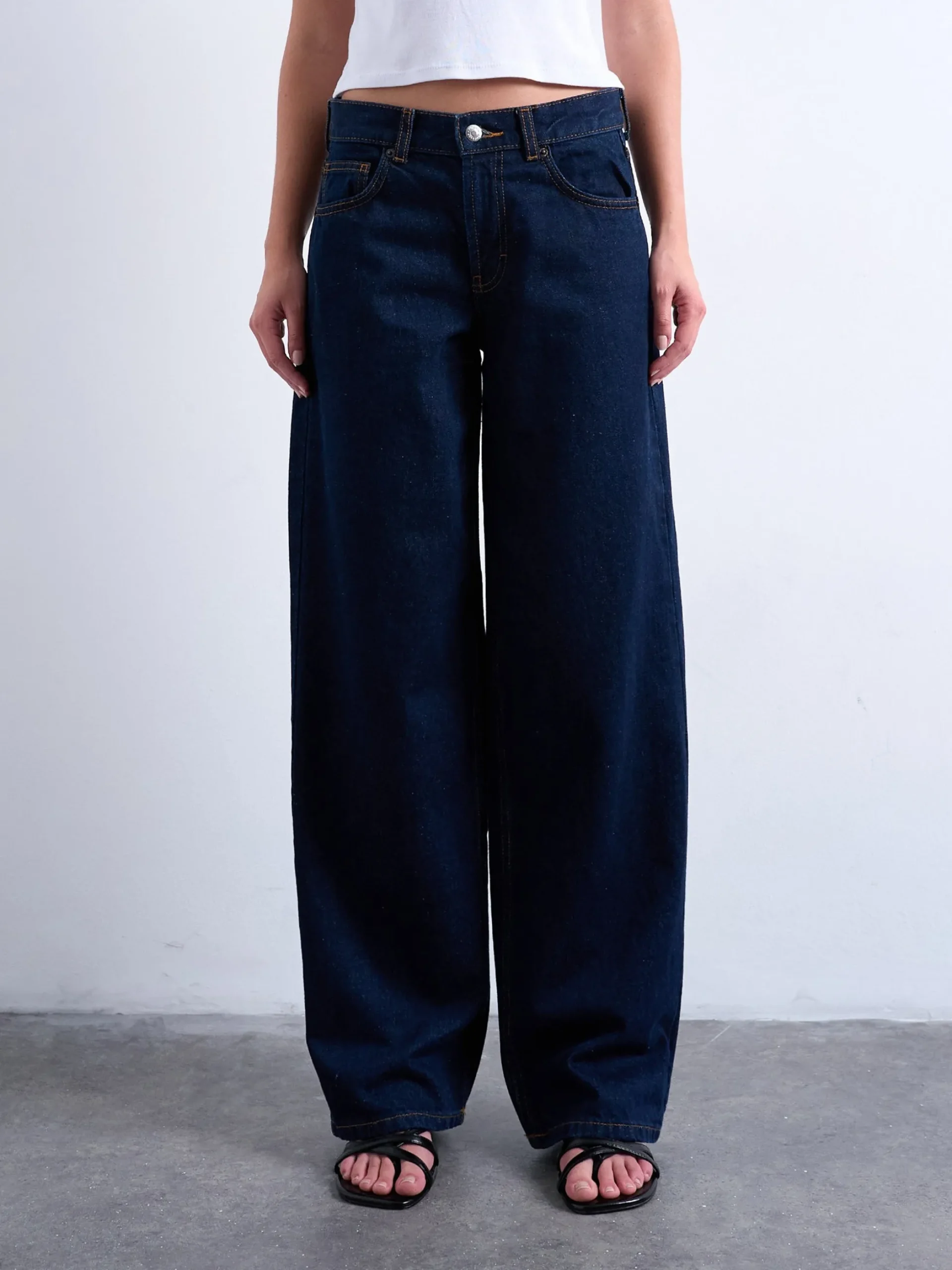 TSCINCH Niedrige Taille Weiter Beinschnitt Jeans