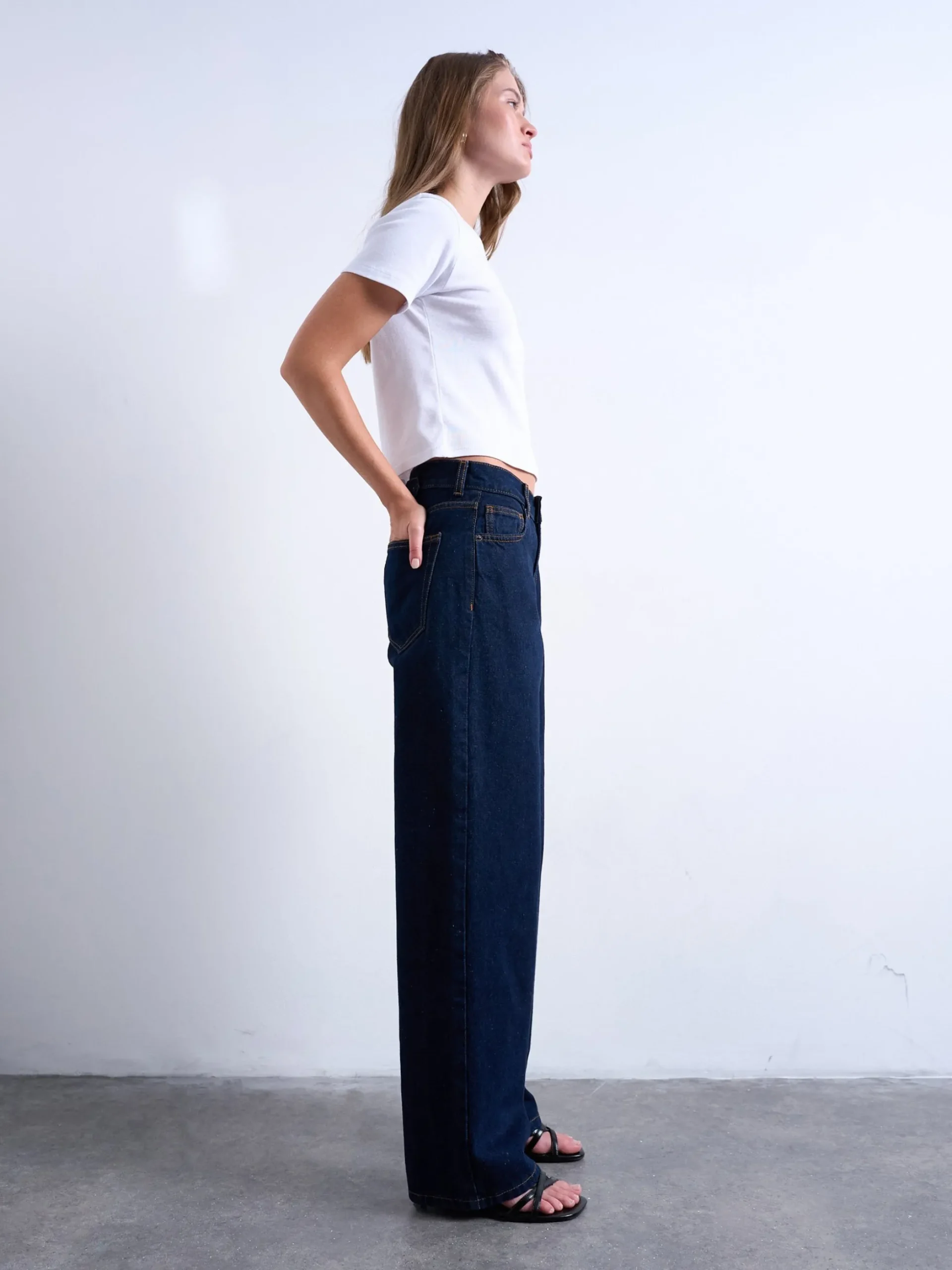 TSCINCH Niedrige Taille Weiter Beinschnitt Jeans