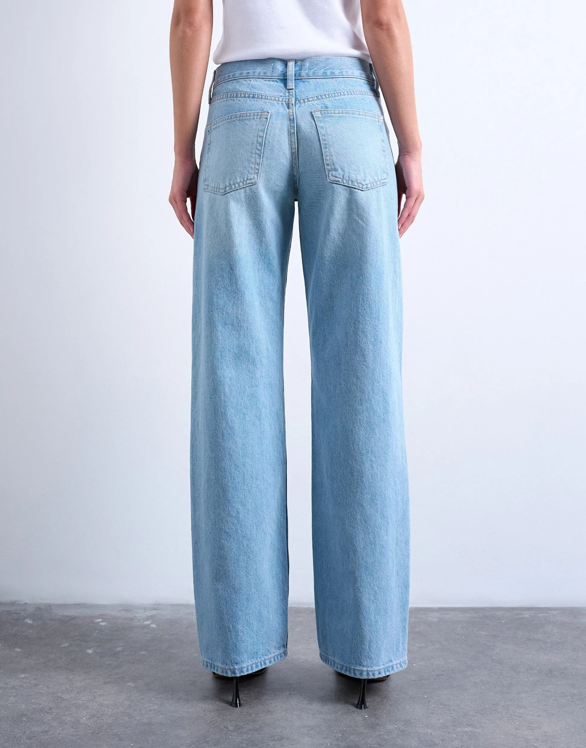 TSEMBER Niedrige Taille Weiter Beinschnitt Jeans