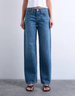 TSEMBER Niedrige Taille Weiter Beinschnitt Jeans