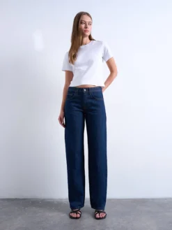 TSEMBER Niedrige Taille Weiter Beinschnitt Jeans