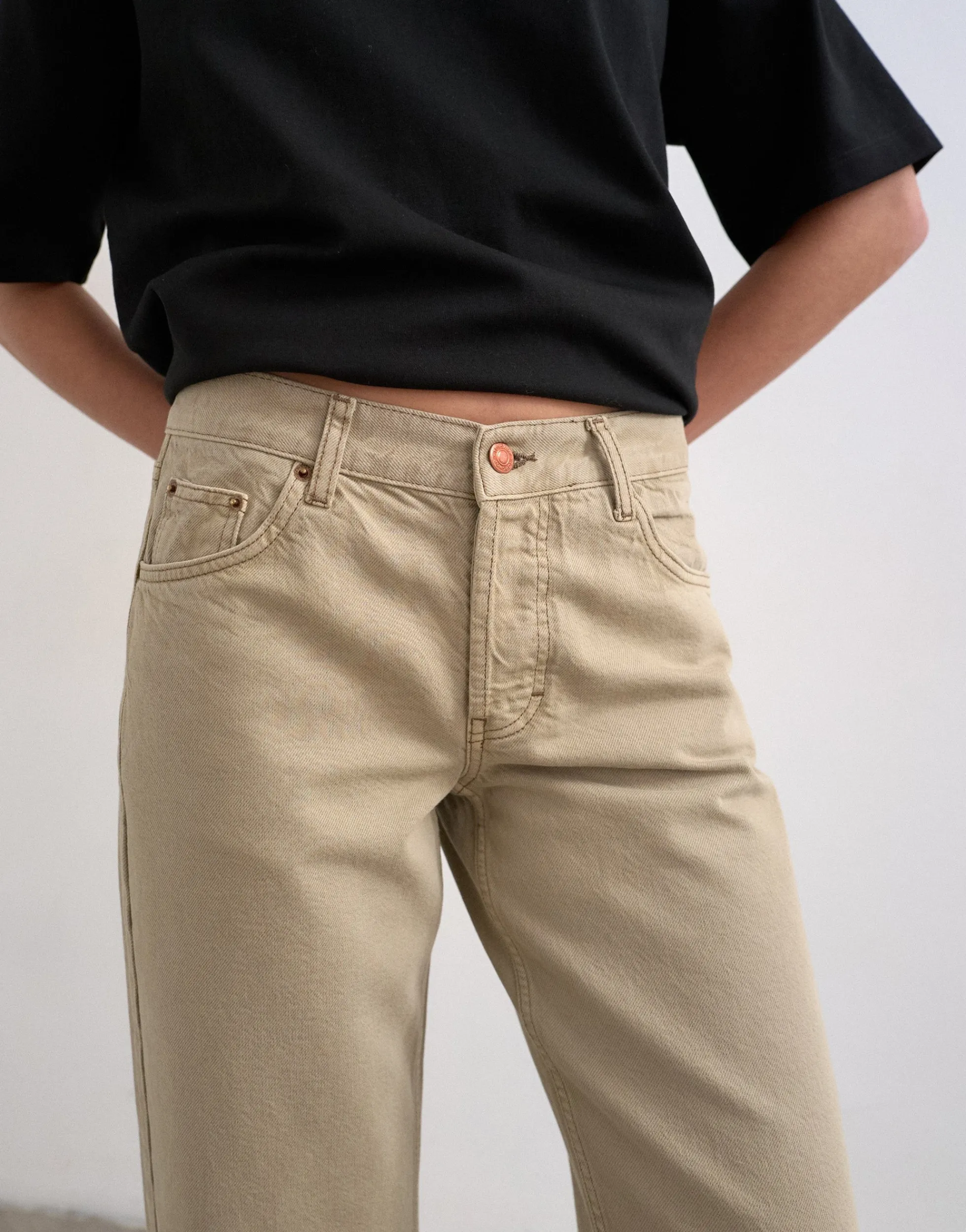 TSEMBER Niedrige Taille Weiter Beinschnitt Jeans