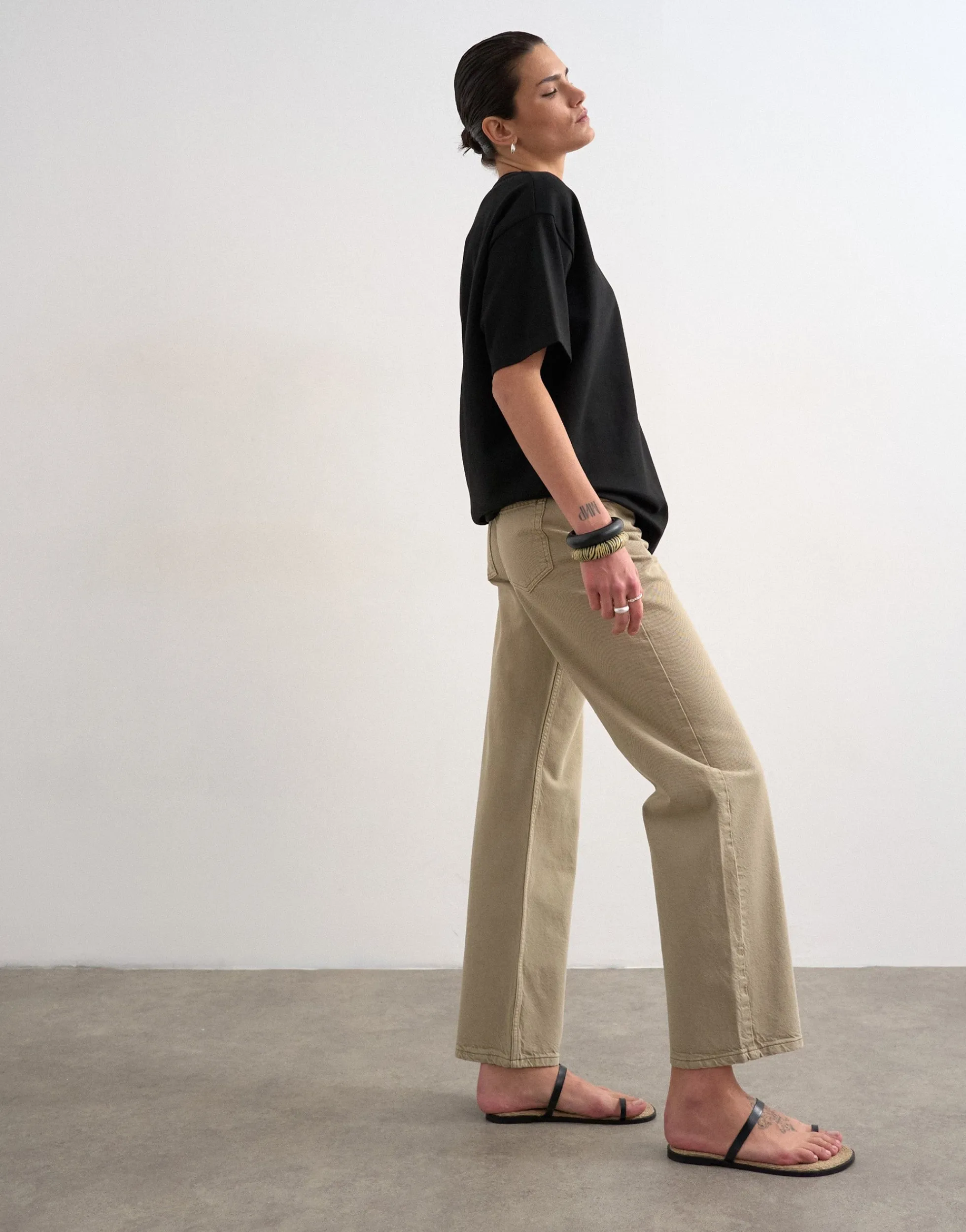 TSEMBER Niedrige Taille Weiter Beinschnitt Jeans